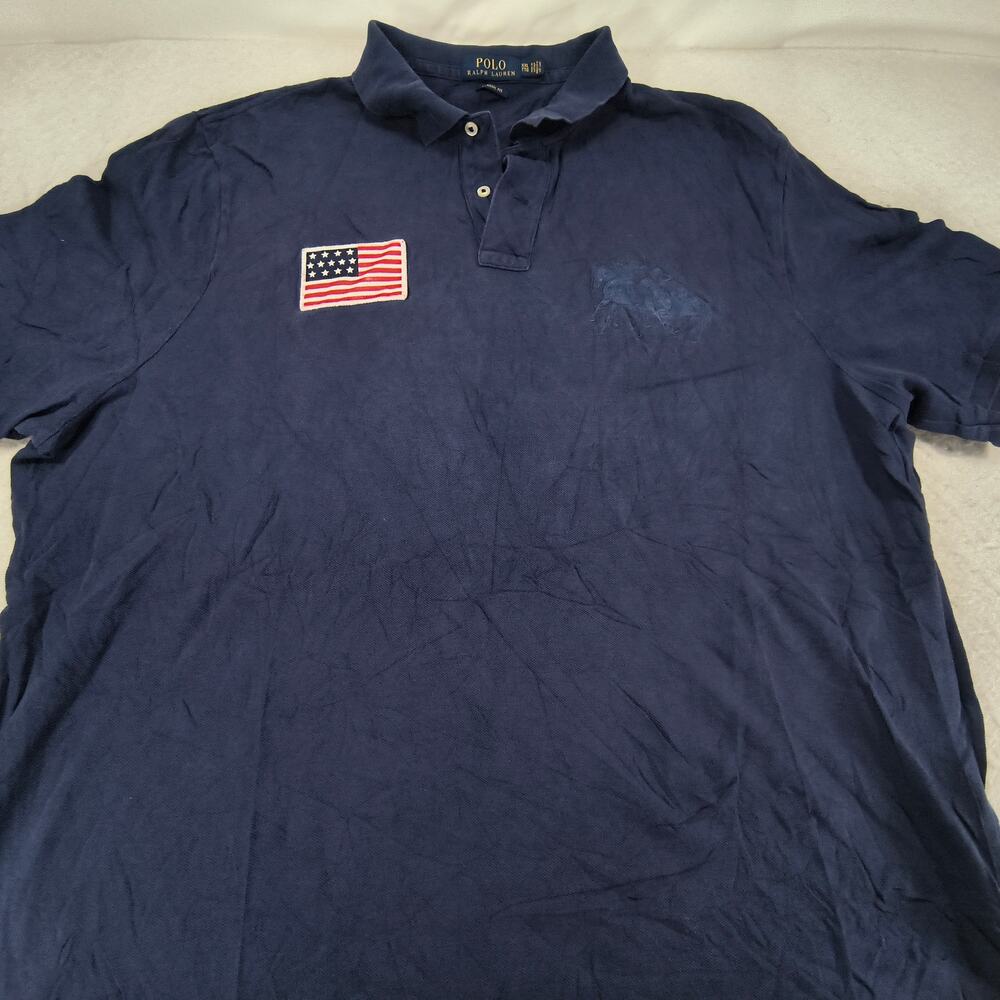 Polo Ralph Lauren Classic Fit Pig Pony Flag Polo Shirt Mens Size 2XL Navy Blue